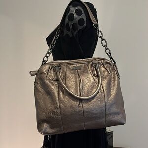 Authentic COACH brand leather handbag metallic bronze, excellent conditi…
